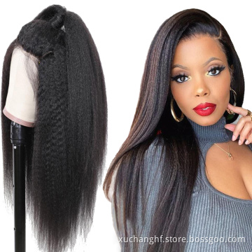 30 Inch High Quality Virgin Remy Human Hair Wig Kinky Straight Yaki Full Lace Braided Natural Wigs for Women